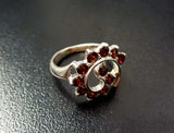 1.5ct Engagement Ring Round Cut Red Garnet Swirl Twist 14k White Gold Finish