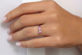 1.5ct Oval Pink Sapphire Trilogy Minimalist Engagement Ring 14k Yellow Gold Over