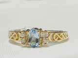 2ct Engagement Ring Oval Cut Blue Aquamarine Filigree Shank 14k Yellow Gold Over