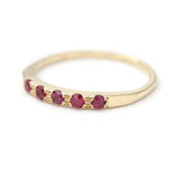 1ct Round Cut Pink Ruby Wedding Band 14k Yellow Gold Finish Five Stone Stackable