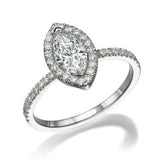 2ct Marquise Cut VVS1 Diamond Accents Halo Engagement Ring 14k White Gold Finish