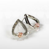 1Ct Round Cut Peach Morganite Water Tear Drop Earrings 18K White Gold Finish