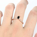 Curved Half Eternity Wedding Band 1.3ct Pear Cut Black Diamond 14k RoseGold Over