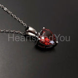 1ct Heart Simulated Red Garnet Solitaire Pendant 14k White Gold Plated NO CHAIN