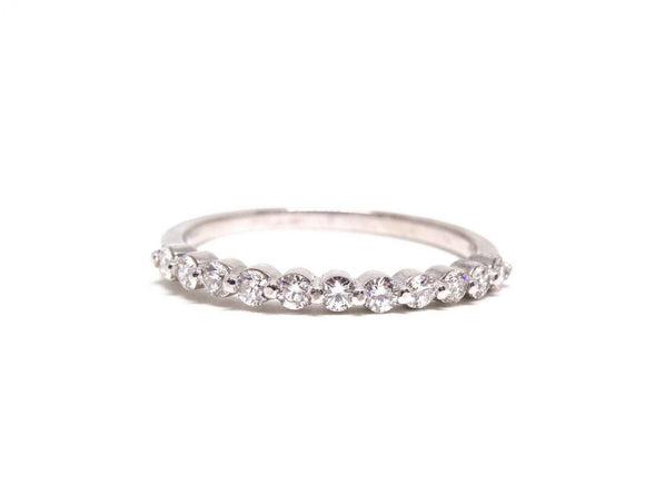 1.5Ct Round Cut VVS1/D Diamond Half Eternity Wedding Band 14K White Gold Finish