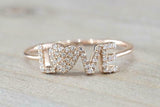 1.5ct Round Cut Diamond Love Heart Band Engagement Ring 14k Rose Gold Finish