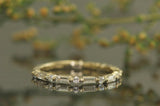 2Ct Baguette Round Diamond Petite Minimalist Wedding Band 14K Yellow Gold Finish