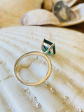 2.3ct Engagement Ring Green Emerald Cut Solitaire Promise 14k White Gold Finish