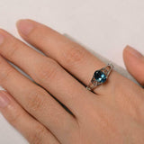 1ct Oval London Blue Topaz Open Heart Shank Solitaire Ring 14k White Gold Finish