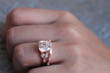 Bridal Set Engagement Ring 2ct Asscher Cut VVS1D Diamond 14k Rose Gold Finish