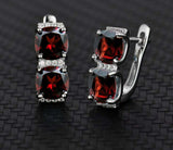 2.7ct Drop Earrings Cushion Cut Red Garnet Partywear 14k White Gold Finish