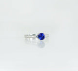 1ct Round Cut Blue Sapphire Engagement Ring 14k White Gold Over Accent Solitaire