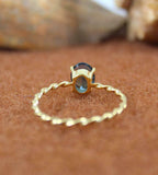 1ct Engagement Ring Oval London Blue Topaz Twisted Solitaire 14k YellowGold Over