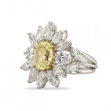 6Ct Oval Cut Yellow Sapphire Diamond Floral Cocktail Ring 14K White Gold Finish