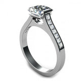 2.5ct Princess Cut VVS1D Diamond Accent Engagement Ring 14k White Gold Finish