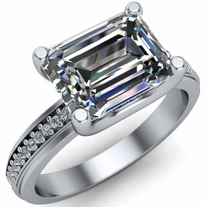 2.7ct Emerald Cut Diamond Engagement Ring 14k WhiteGold Over Channel Set Accents