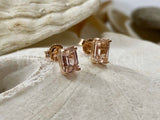 1ct Emerald Simulated Morganite Solitaire Stud Earrings 14k Yellow Gold Plated