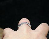 1ct Round Cut Blue Sapphire Bamboo Shape Wedding Band Ring 14k White Gold Finish