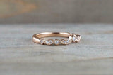 0.7ct Round Cut VVS1D Diamond Wedding Band Milgrain Stackable 14k Rose Gold Over