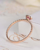 0.5ct Pear Cut Pink Ruby Bezel Set Beaded Ball Solitaire Ring 14k Rose Gold Over