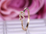 0.5ct Round Cut Diamond Engagement Ring Dual Heart Solitaire 14k Rose Gold Over