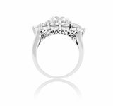 2.5ct Round Cut Diamond Engagement Ring Halo Pear Accents 14k White Gold Finish