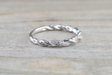 Rope Stackable Wedding Ring Band 1ct Round Cut VVS1D Diamond 14k White Gold Over