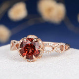 2ct Round Cut Red Garnet Engagement Ring 14k Rose Gold Over Halo Infinity Design