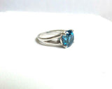 2ct Engagement Ring Round Cut London Blue Topaz Split Shank 14k White Gold Over