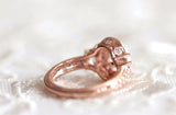 Vintage Art Deco Engagement Ring 1ct Oval Cut VVS1D Diamond 14k Rose Gold Finish