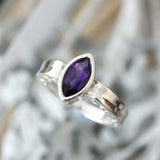 1ct Marquise Cut Purple Amethyst Engagement Ring Solitaire 14k White Gold Finish