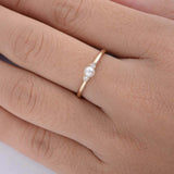 0.4ct Round Diamond Pearl Trilogy Solitaire Engagement Ring 14k Yellow Gold Over