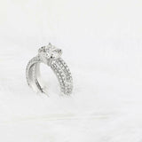 5Ct Round Cut Diamond Bridal Set Iced Shank Solitaire Band 14K White Gold Finish