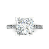 3ct Princess Cut Diamond Solitaire Accent Engagement Ring 14k White Gold Finish