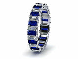 2ct Emerald Cut Blue Sapphire Eternity Wedding Band Ring 14k White Gold Finish