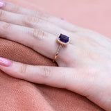 1.2ct Cushion Cut Purple Amethyst Solitaire Engagement Ring 14k Rose Gold Finish