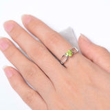 1ct Engagement Ring Heart Cut Green Peridot Split Shank 14k White Gold Finish