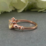 1ct Heart Cut Yellow Sapphire Claddagh Design Engagement Ring 14k Rose Gold Over