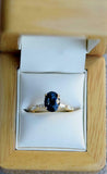 2ct Oval Cut Blue Sapphire Engagement Ring Marquise Accents 14k Yellow Gold Over