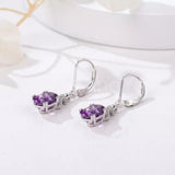 1ct Oval Simulated Amethyst Party Stylish Drop Earrings 14k White Gold Plated