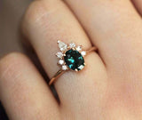 1.3ct Oval London Blue Topaz Engagement Ring 14k Rose Gold Finish Diamond Crown