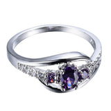 2.3ct Oval Cut Purple Amethyst Engagement Ring 14k White Gold Finish Trilogy