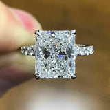 2Ct Radiant Diamond Solitaire with Accents Engagement Ring 14K White Gold Finish