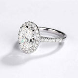 Halo Solitaire with Accent Engagement Ring 2.5ct Oval Diamond 14k WhiteGold Over