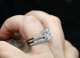 4ct Oval Cut Diamond Bridal Set Bamboo Style Engagement Ring 14k White Gold Over