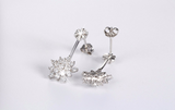 2.8ct Round Cut Diamond Flower Design Women Stud Earrings 14k White Gold Finish