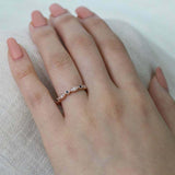 1ct Round Cut Diamond Wedding Band Stackable Half Eternity 14k Rose Gold Finish