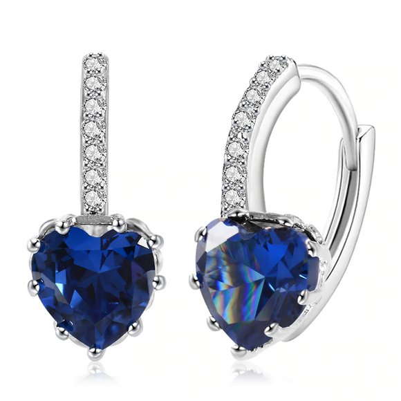 2.3Ct Heart Cut Blue Sapphire Party Gatsby Drop Earrings 14K White Gold Finish