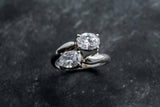 1.65ct Engagement Ring Oval Cut Diamond Two Stone Bypass 14k White Gold Finish