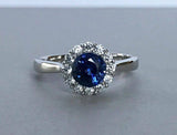 1.4ct Round Blue Tanzanite Floral Solitaire Engagement Ring 14k WhiteGold Finish